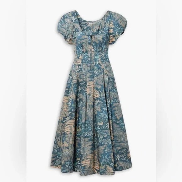 EUC Ulla Johnson Malie Pleated Printed Cotton Poplin Dress Size 8 - Picture 5 of 7